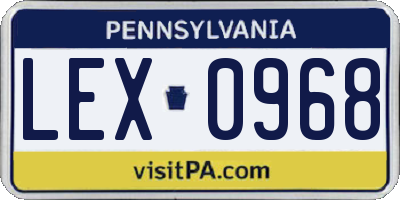 PA license plate LEX0968