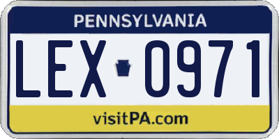 PA license plate LEX0971