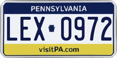PA license plate LEX0972