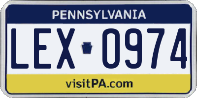 PA license plate LEX0974