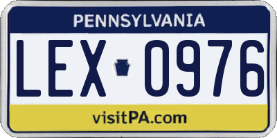 PA license plate LEX0976