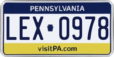 PA license plate LEX0978