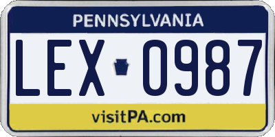 PA license plate LEX0987