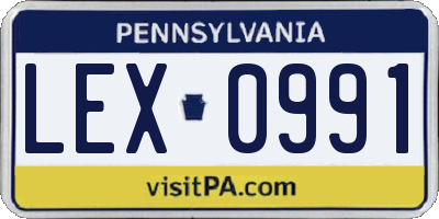 PA license plate LEX0991