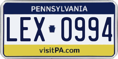 PA license plate LEX0994