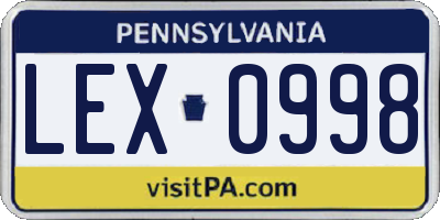 PA license plate LEX0998