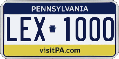 PA license plate LEX1000