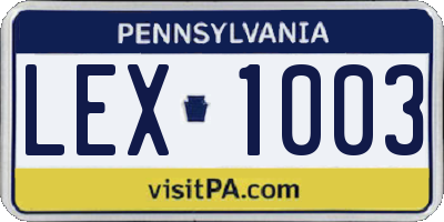 PA license plate LEX1003