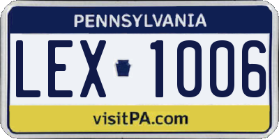 PA license plate LEX1006