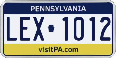 PA license plate LEX1012