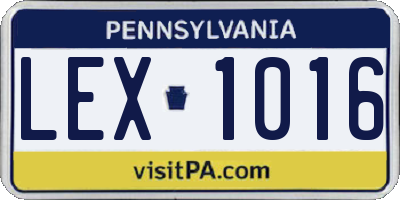 PA license plate LEX1016