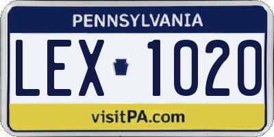 PA license plate LEX1020