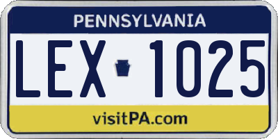PA license plate LEX1025