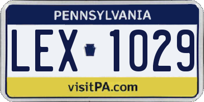 PA license plate LEX1029