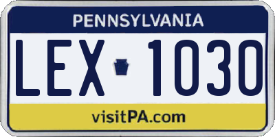 PA license plate LEX1030