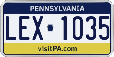 PA license plate LEX1035