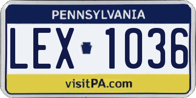 PA license plate LEX1036