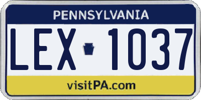 PA license plate LEX1037