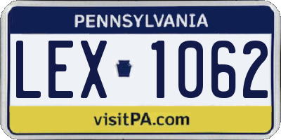 PA license plate LEX1062