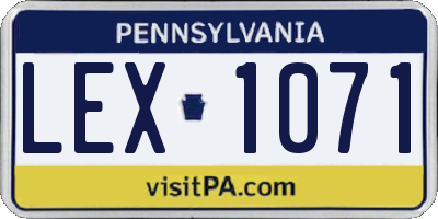 PA license plate LEX1071