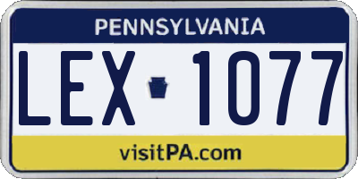 PA license plate LEX1077