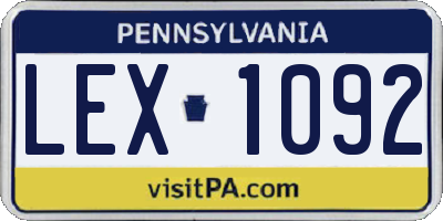 PA license plate LEX1092