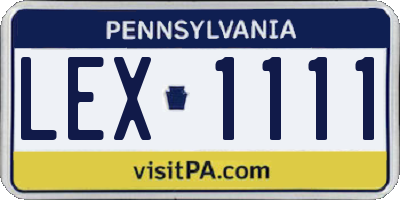PA license plate LEX1111