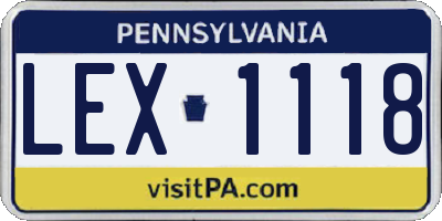 PA license plate LEX1118