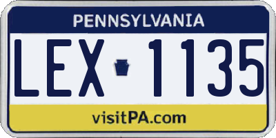 PA license plate LEX1135