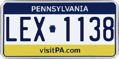 PA license plate LEX1138