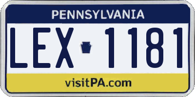 PA license plate LEX1181