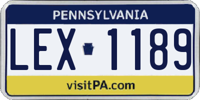 PA license plate LEX1189