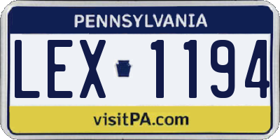 PA license plate LEX1194
