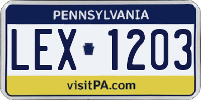 PA license plate LEX1203