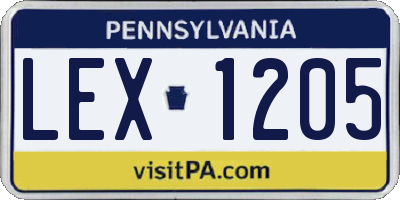 PA license plate LEX1205