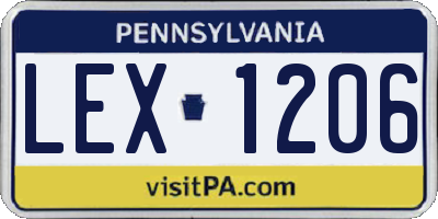 PA license plate LEX1206