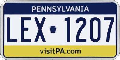 PA license plate LEX1207