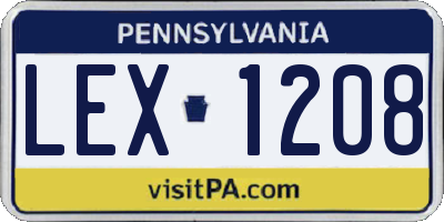 PA license plate LEX1208