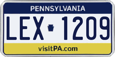 PA license plate LEX1209