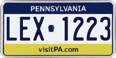 PA license plate LEX1223