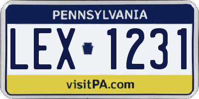 PA license plate LEX1231