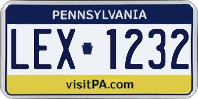 PA license plate LEX1232