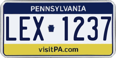 PA license plate LEX1237