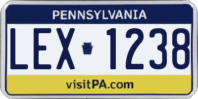 PA license plate LEX1238