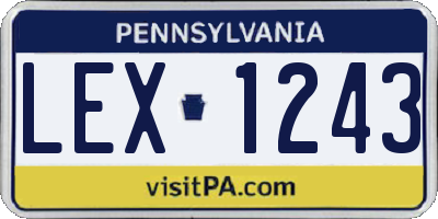 PA license plate LEX1243