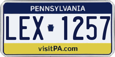 PA license plate LEX1257