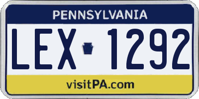 PA license plate LEX1292