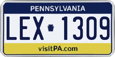 PA license plate LEX1309