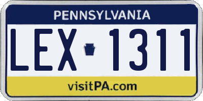 PA license plate LEX1311