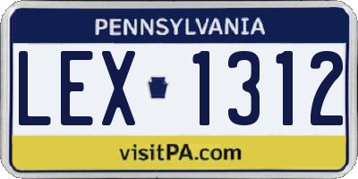PA license plate LEX1312